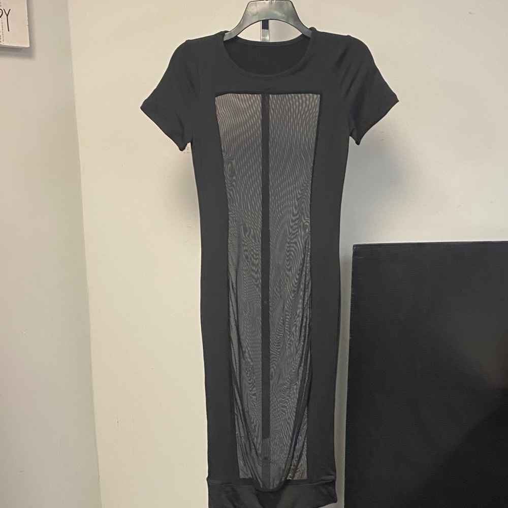 Elegant Black Mesh Panel Dress